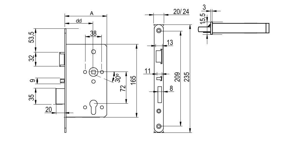 XS4 LE7W - European Mortise Lock